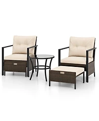 4 Piece Outdoor Furniture Set with Glass Topped Coffee Table