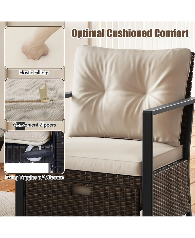 4 Piece Outdoor Furniture Set with Glass Topped Coffee Table