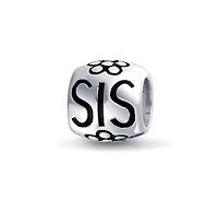 Bling Jewelry Sis Heart Flower Charm Bead Bff Sorority Sister Sterling Silver Bracelet