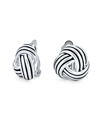 Bling Jewelry Rope Cable Twist Love Knot Clip-On Earrings Black Oxidized Silver For Non-Pierced Ears