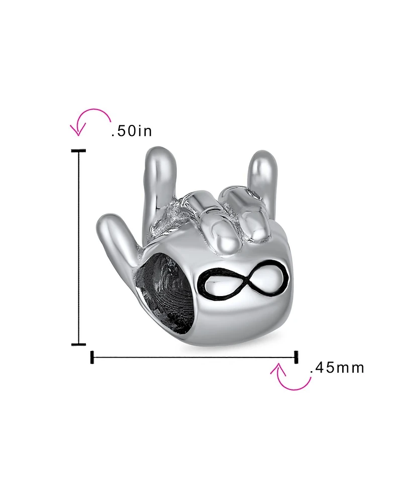 Bling Jewelry Bff Hand Sign Infinity I Love You Charm Bead Sterling Silver European Bracelet