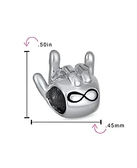 Bling Jewelry Bff Hand Sign Infinity I Love You Charm Bead Sterling Silver European Bracelet