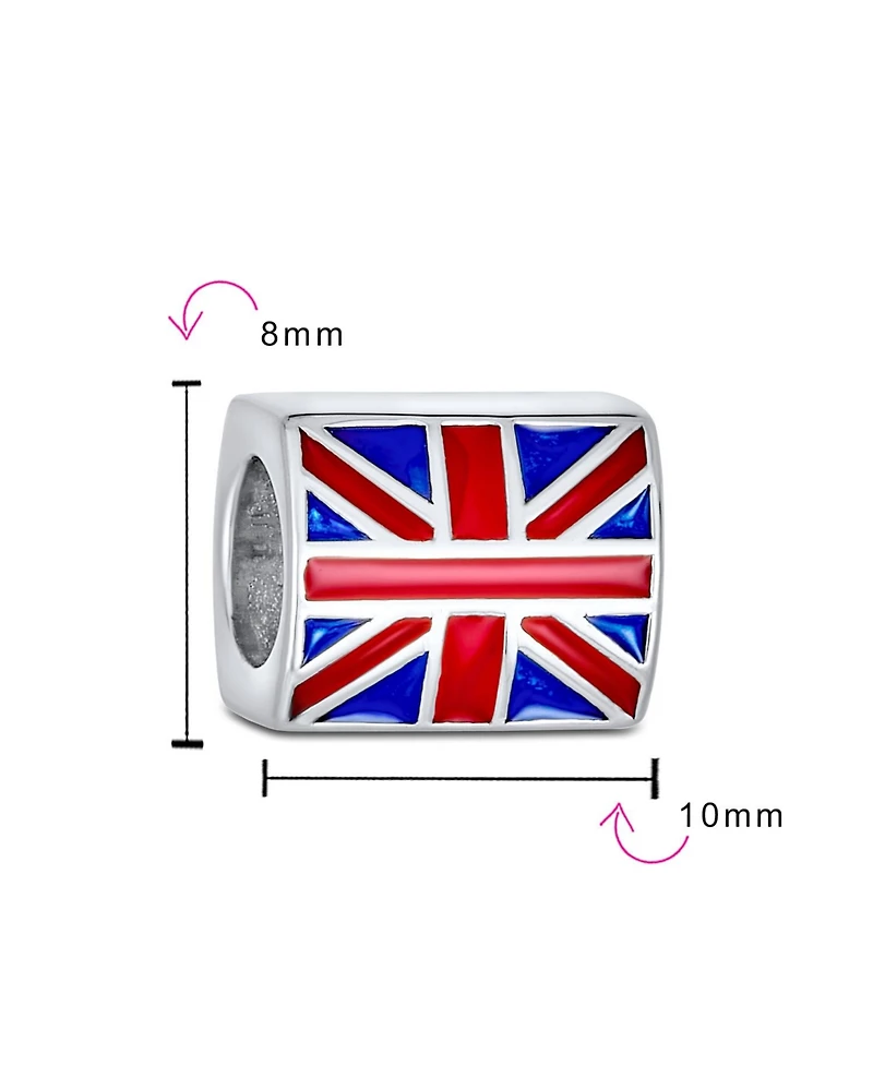Bling Jewelry Red White Blue Union Jack Charm Bead Sterling Silver European Bracelet