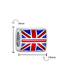 Bling Jewelry Red White Blue Union Jack Charm Bead Sterling Silver European Bracelet