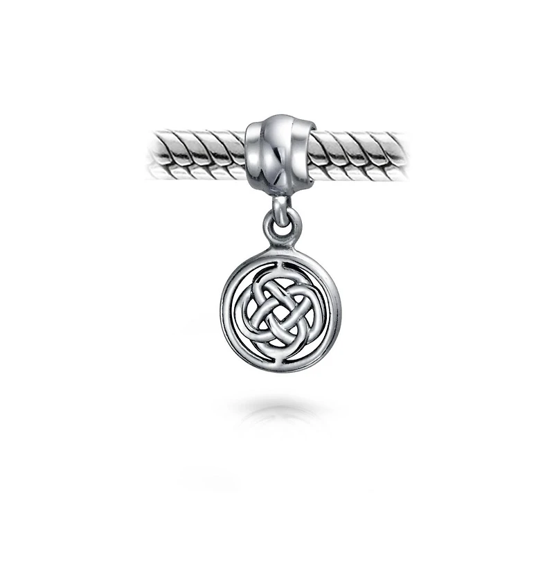 Bling Jewelry Celtic Infinity Love Knot Dangle Charm Bead in Oxidized Sterling Silver Bracelet