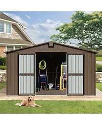 Mondawe Backyard Storage Shed 11' x 12.5' with Galvanized Steel Frame & Windows