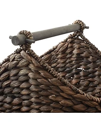 Casafield Toilet Paper Magazine Storage Basket with Roll Holder, Natural - Woven Water Hyacinth Wicker Bathroom Bin