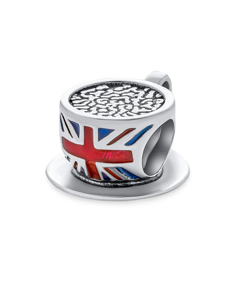Bling Jewelry Travel England Union Jack Charm Bead Sterling Silver European Bracelet