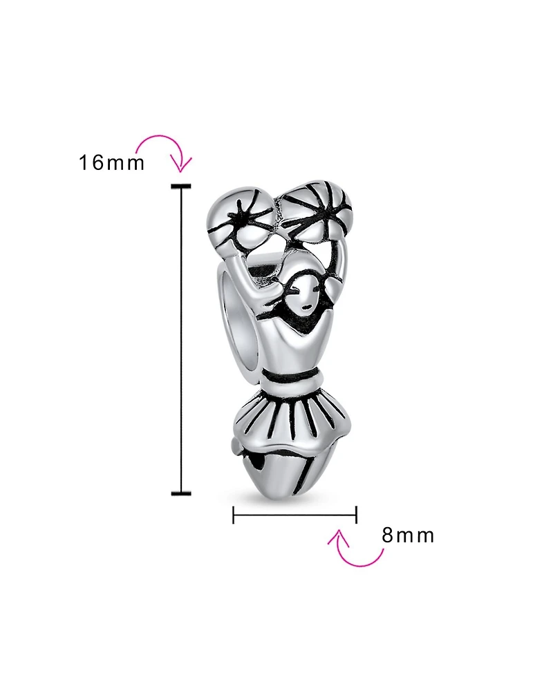 Bling Jewelry School Spirit Cheerleader Charm Bead Sterling Silver European Bracelet