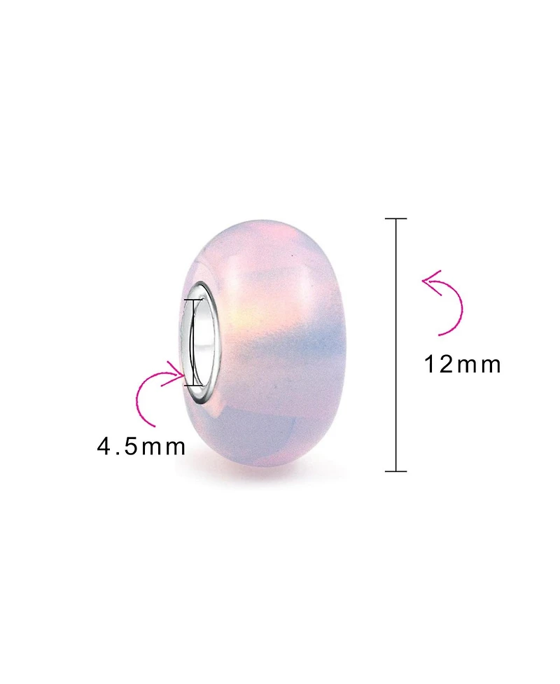 Bling Jewelry Milky Pink Opaque Murano Glass Charm Bead with Sterling Silver Core Bracelets