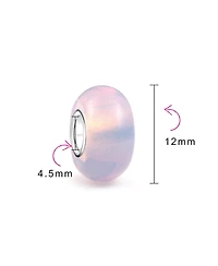 Bling Jewelry Milky Pink Opaque Murano Glass Charm Bead with Sterling Silver Core Bracelets