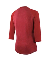 Majestic Women's Red Kansas City Chiefs Super Bowl Lix Hard Count Tri-Blend Raglan 3/4-Sleeve T-Shirt