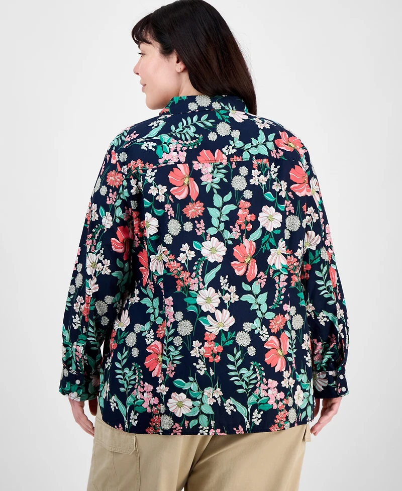Tommy Hilfiger Plus Size Cotton Paisley-Print Utility Shirt
