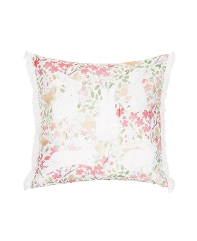 18' x 18" Spring Silhouette Easter Bunnies Rabbits Floral Flowers Decorative Accent Throw Pillow