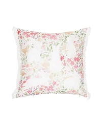 18' x 18" Spring Silhouette Easter Bunnies Rabbits Floral Flowers Decorative Accent Throw Pillow