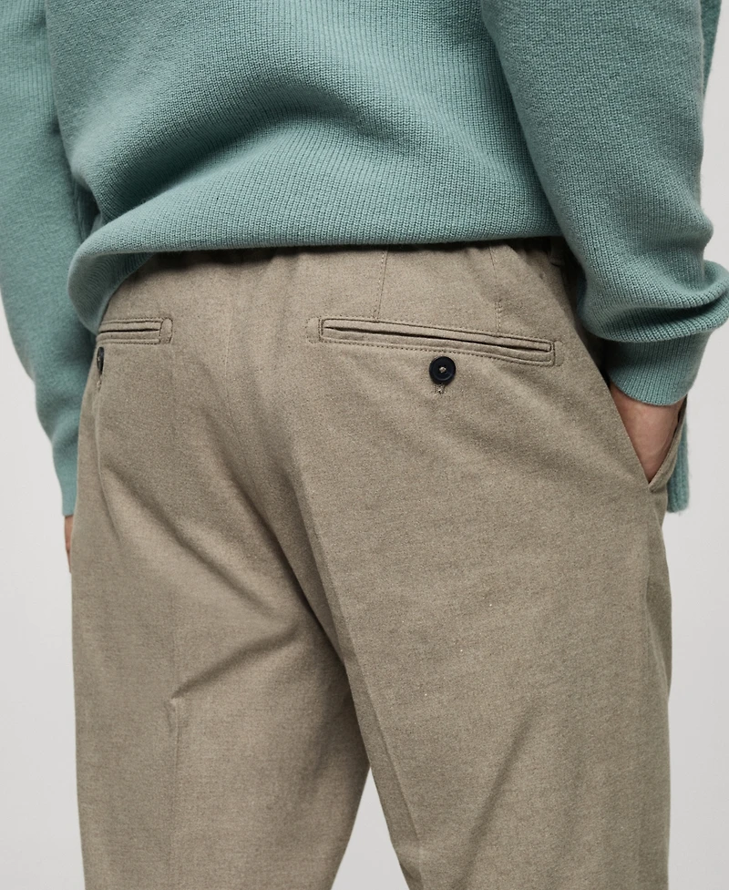 Mango Men's Regular Fit Flannel Trousers