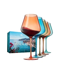 The Wine Savant Colors of French Riviera Coastline Wine Glasses, Set of 5