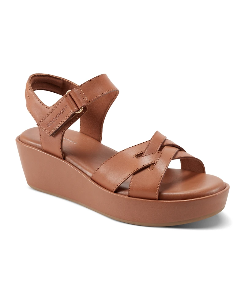 Rockport Women's Amira Strappy Open Toe Casual Wedge Sandals