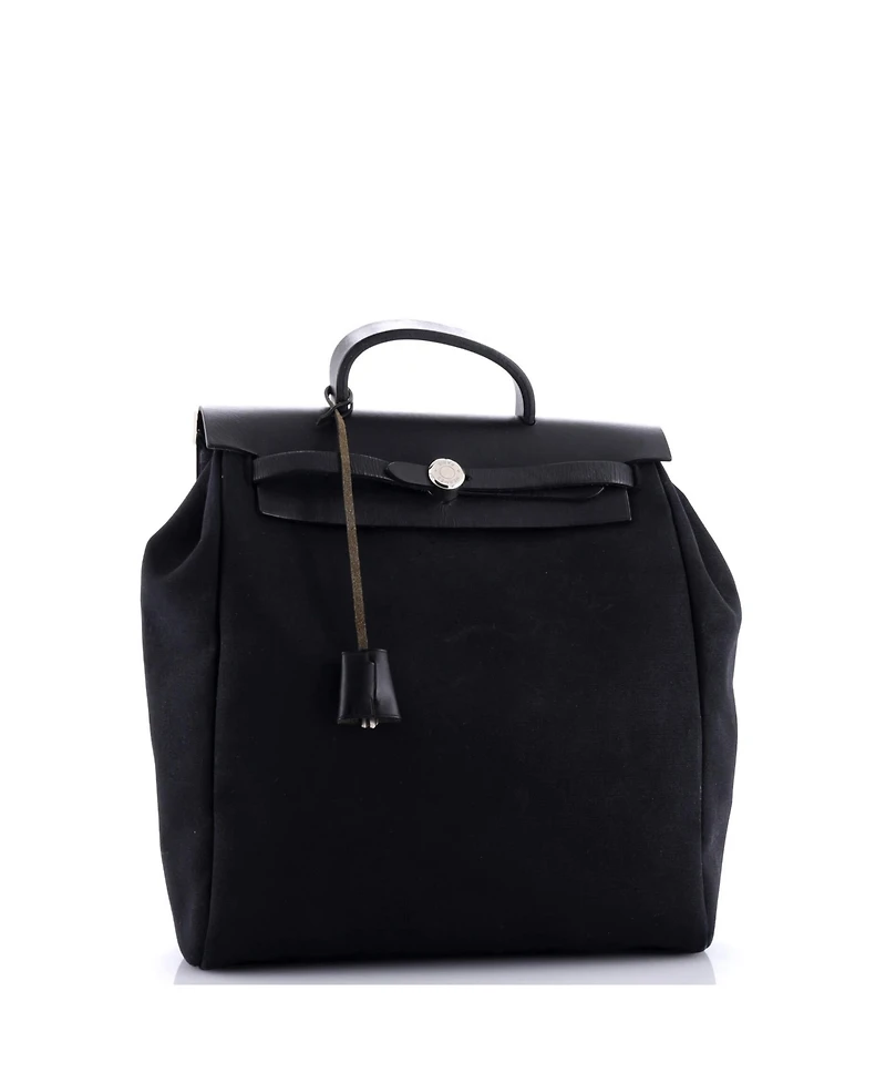Pre-Owned HERMES Herbag A Dos Zip Backpack Toile and Leather