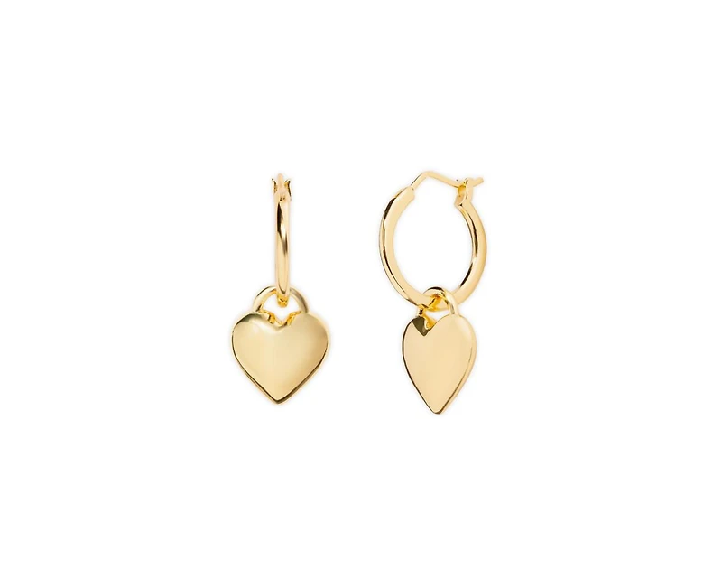 Freya Puffed Heart Drop Earrings in 14K Gold-Plated Sterling Silver