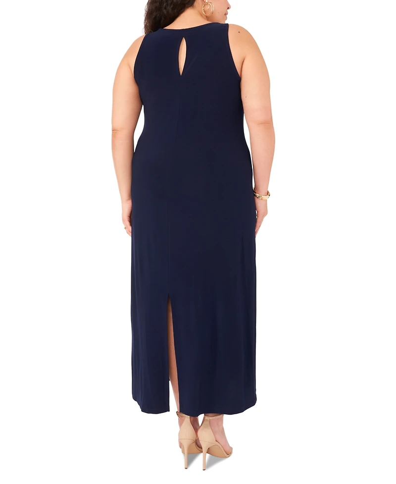 Vince Camuto Plus Size Sleeveless Keyhole-Back Crewneck Maxi Dress