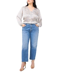 Vince Camuto Plus V-Neck Satin Button-Front Blouse