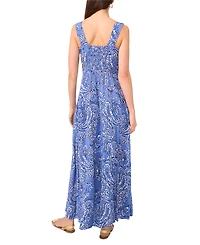 Vince Camuto Women's Paisley-Print Square-Neck Smocked-Back Sleeveless Maxi Dress