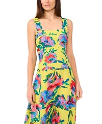 Vince Camuto Women's Floral Square-Neck Smocked-Back Sleeveless Maxi Dress