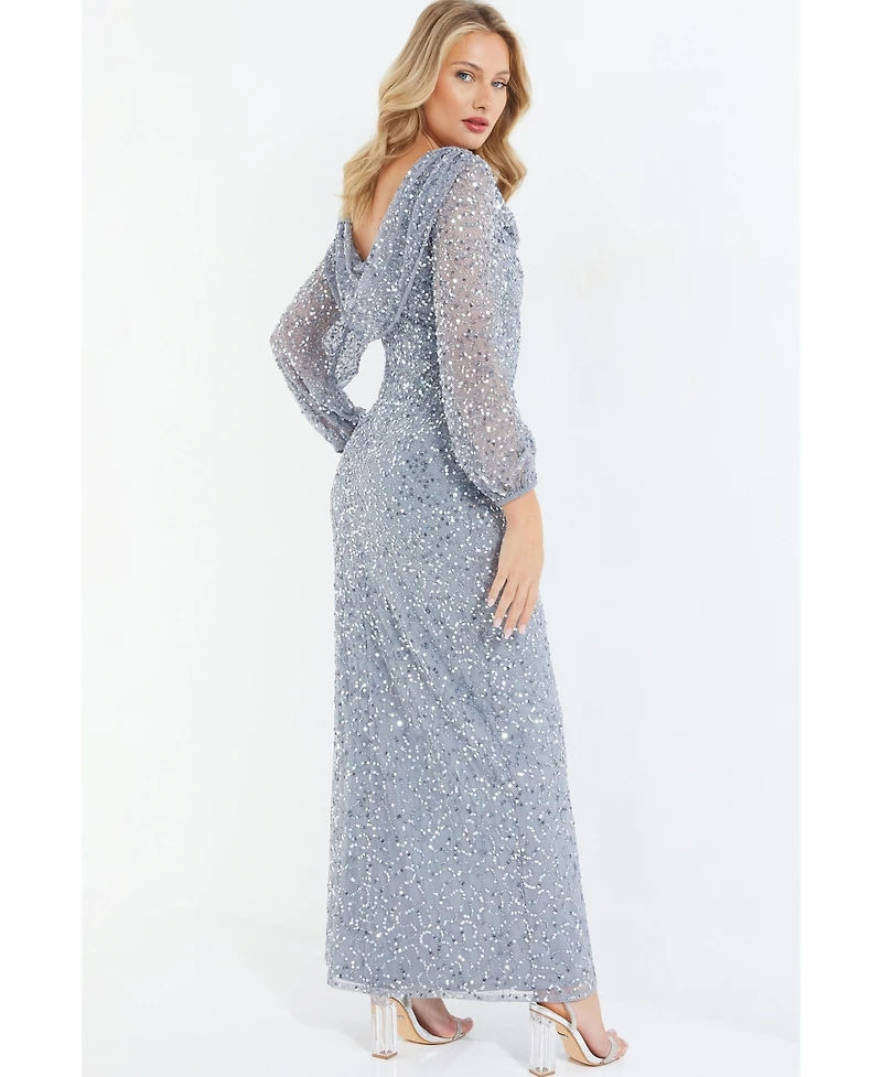 Quiz Women's Sequin cowl Front Maxi Dress