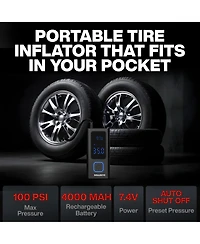 Pocket Air 4000mAh Electric Portable Rechargeable Tire Inflator Air Compressor