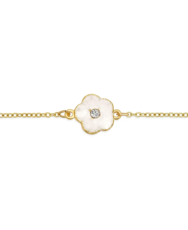 Bling Jewelry Fashion Enamel Flower Strand Necklace Gold Plated 36 Inch Crystal Accents