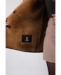 Furniq Uk Women's Leather Sheepskin Coat, Brown, Created for Macy's