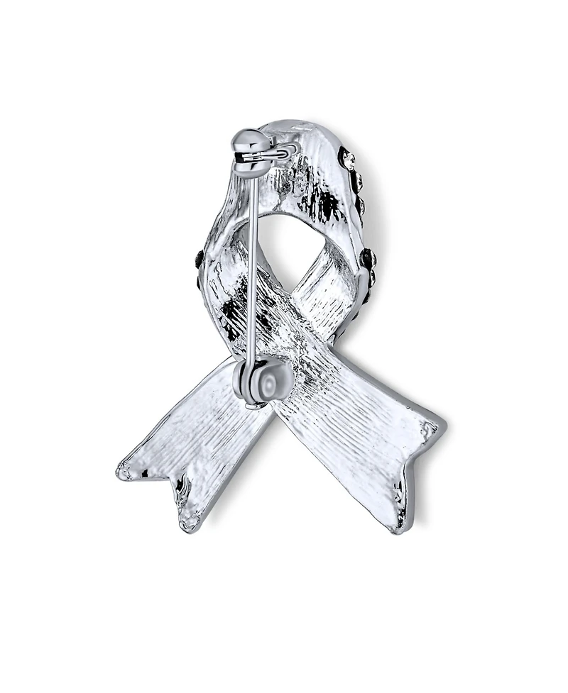 Bling Jewelry Open Heart Enamel Crystal Brooch Pin Awareness Ribbons