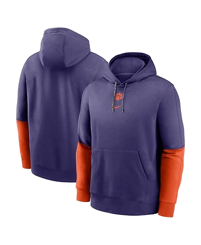 Nike Men's Purple/Orange Clemson Tigers 2024 Sideline Club Pullover Hoodie