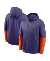 Nike Men's Purple/Orange Clemson Tigers 2024 Sideline Club Pullover Hoodie