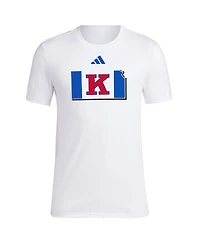Adidas Men's White Kansas Jayhawks Basketball State Outline Fresh T-Shirt