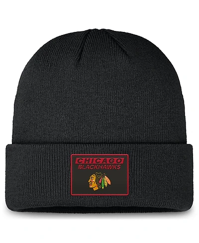 Fanatics Men's Black Chicago Blackhawks Authentic Pro Cuffed Knit Hat