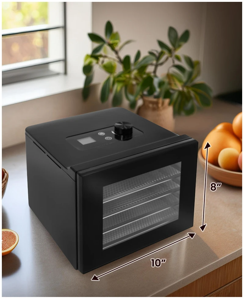 Elite Cuisine Digital Food Dehydrator with 4 Stainless Steel Trays