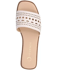 Journee Collection Women's Brodie Perforated Slide Flat Sandals