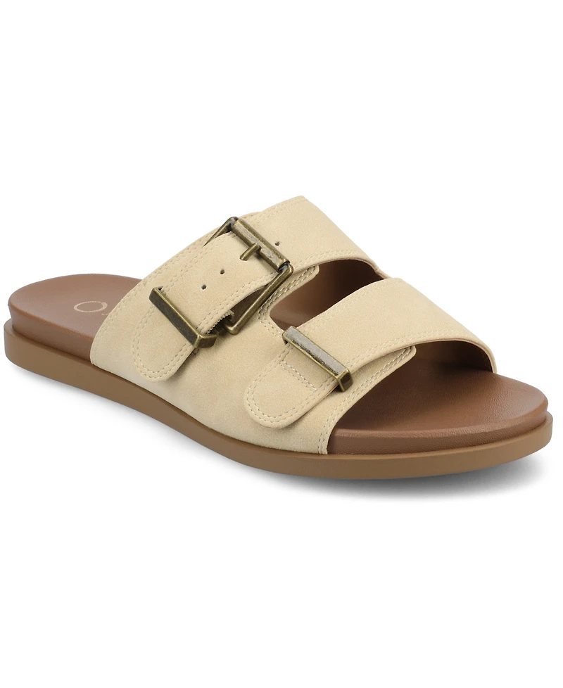 Journee Collection Women's Cosette Double Strap Flat Sandals