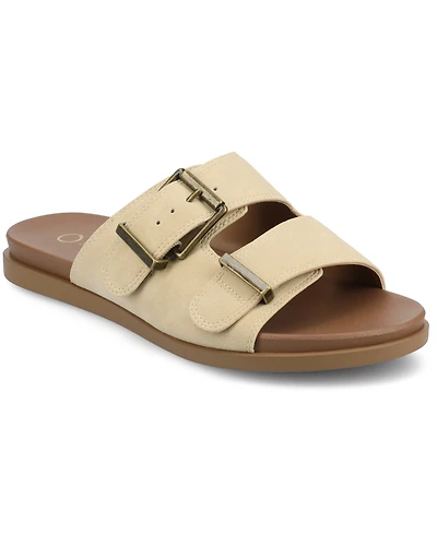 Journee Collection Women's Cosette Double Strap Flat Sandals