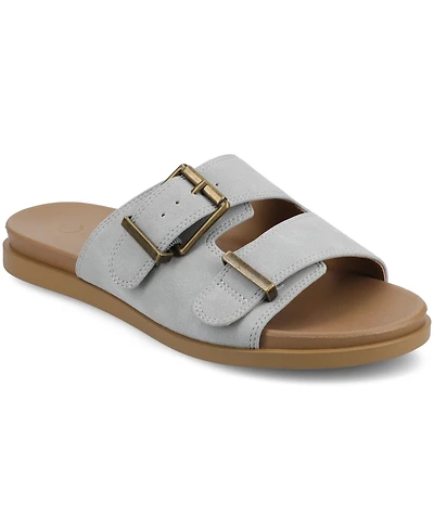 Journee Collection Women's Cosette Double Strap Flat Sandals