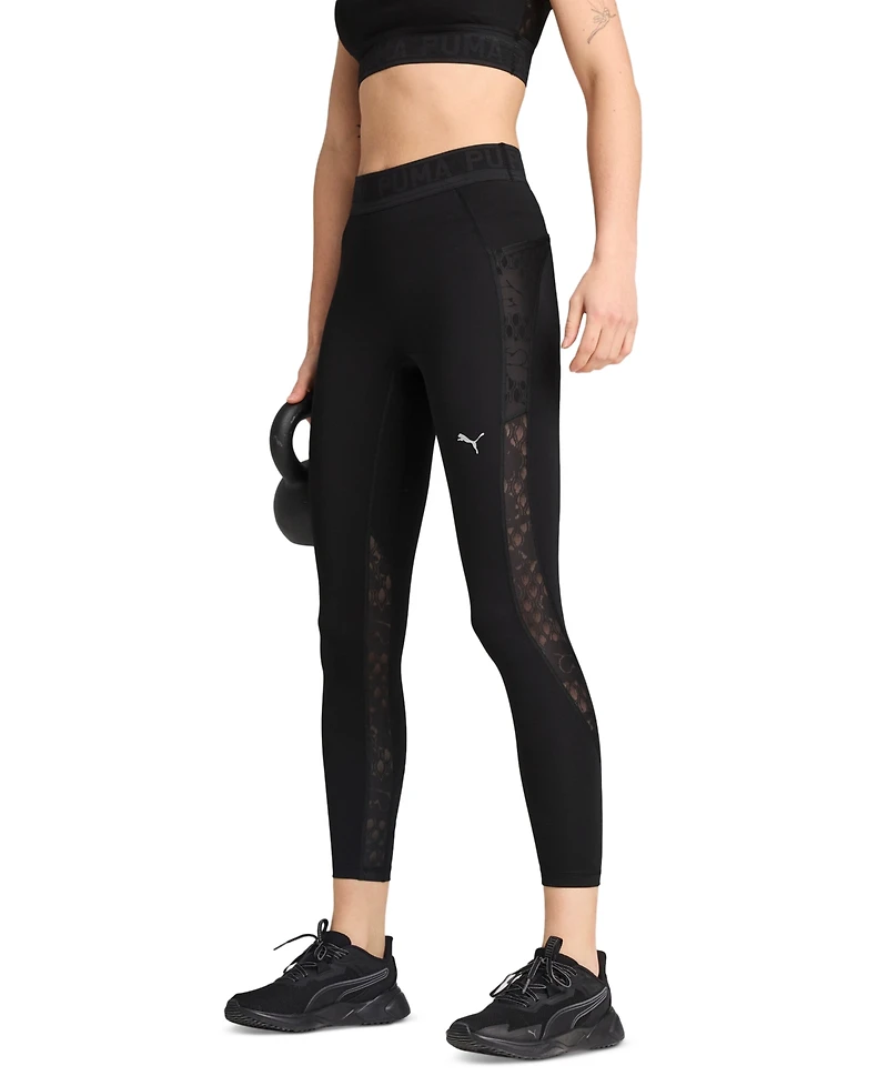 Puma Women's Lace Mesh Logo High-Waist 7/8 Leggings