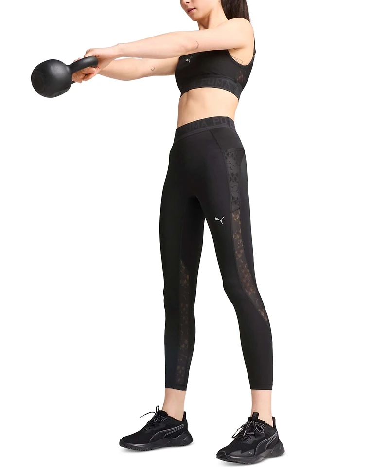 Puma Women's Lace Mesh Logo High-Waist 7/8 Leggings