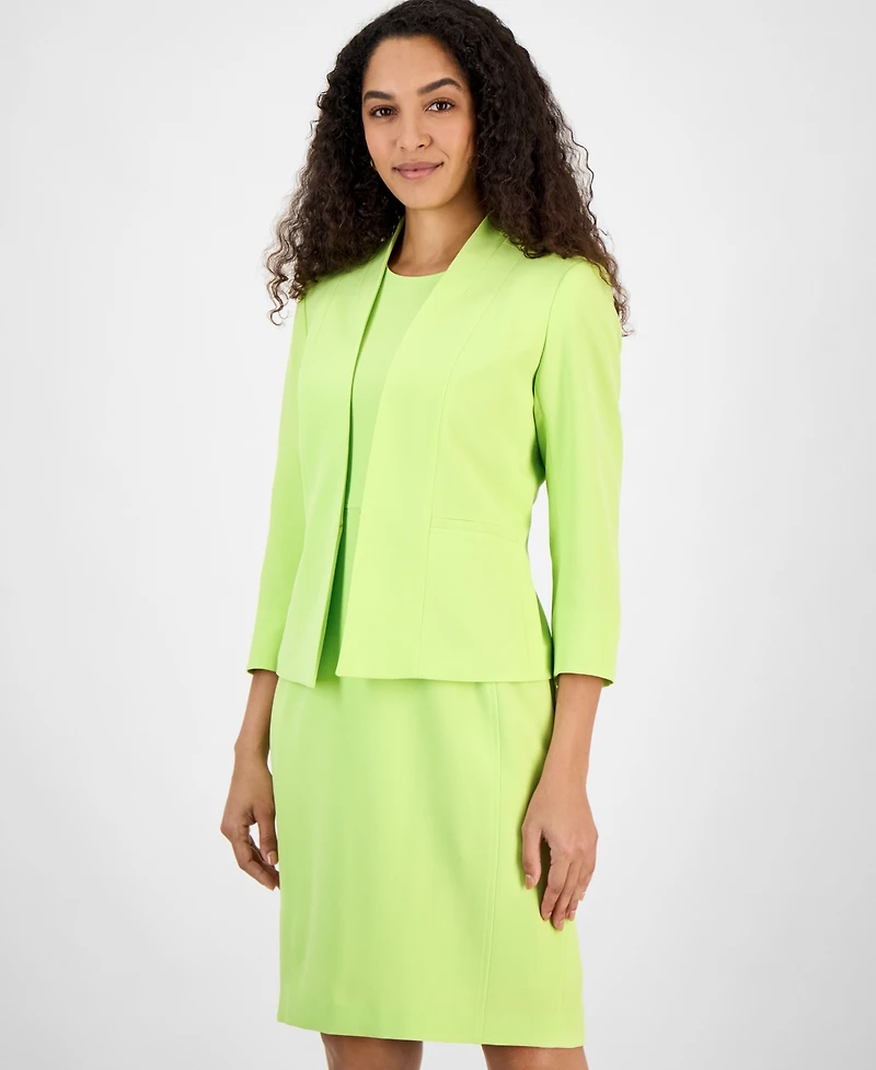 Kasper Women's Collarless Open-Front 3/4-Sleeve Jacket