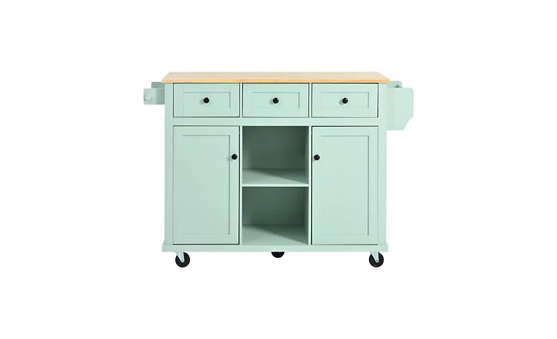 Kitchen Cart with Drop-Leaf Countertop and Storage for Small Spaces