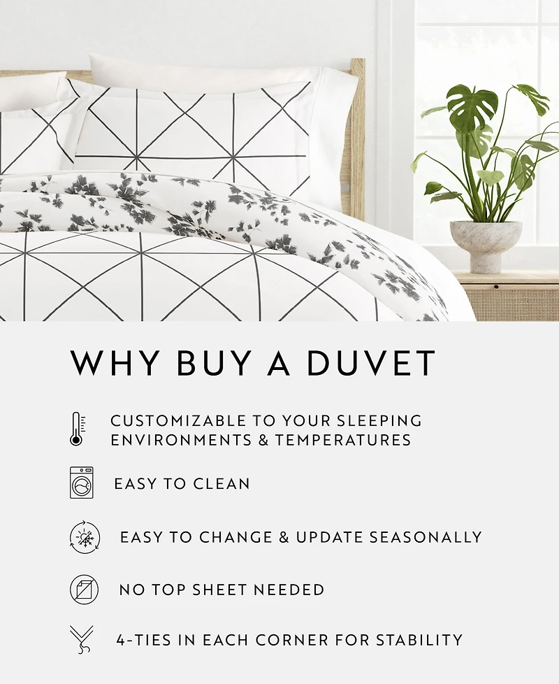 ienjoy Home Ultra Soft Edgy Flowers 3-Pc. Reversible Duvet Cover Set, King/California King