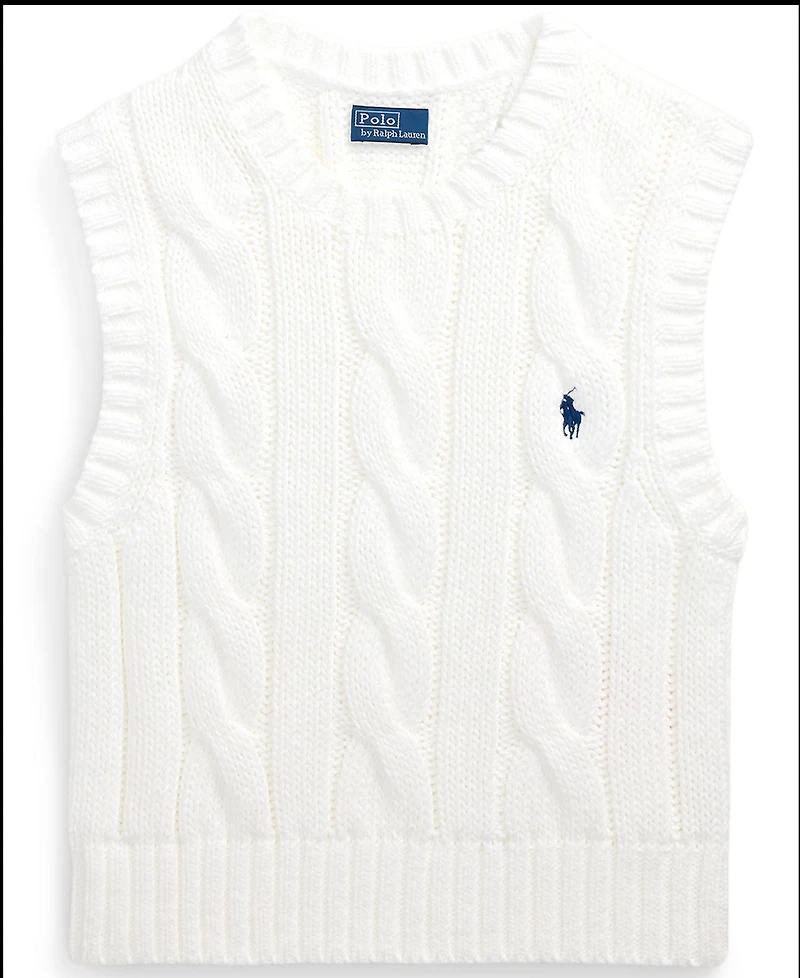 Polo Ralph Lauren Women's Cable-Knit Cotton Cropped Sweater Vest