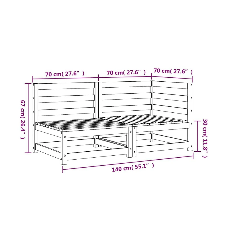 Patio Sofa 2-Seater Solid Wood Pine