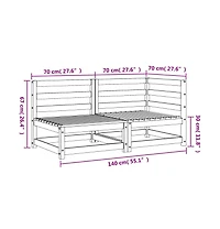 Patio Sofa 2-Seater Solid Wood Pine